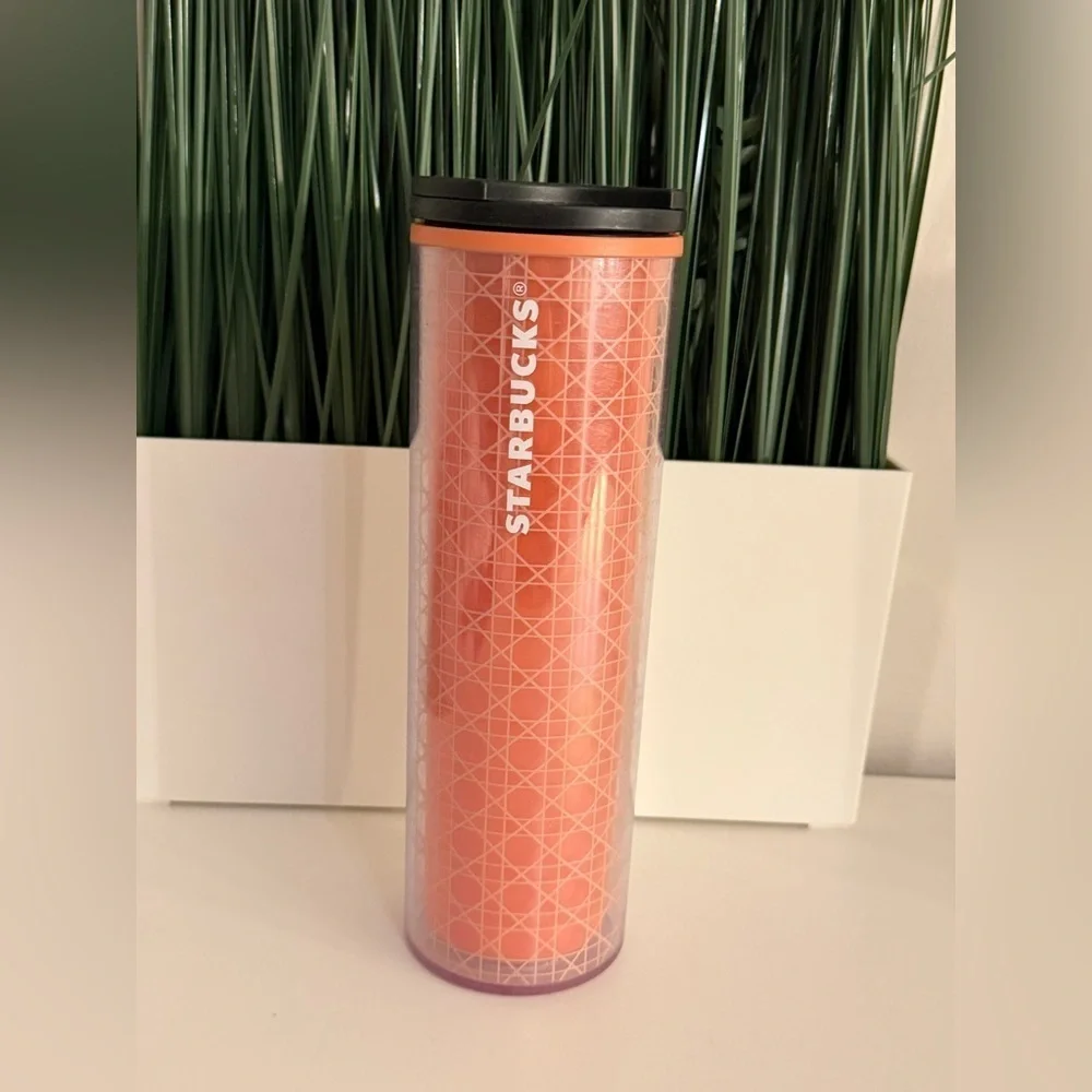 Starbucks Orange Geometric Travel Tumbler 16oz – Used, Rare Design